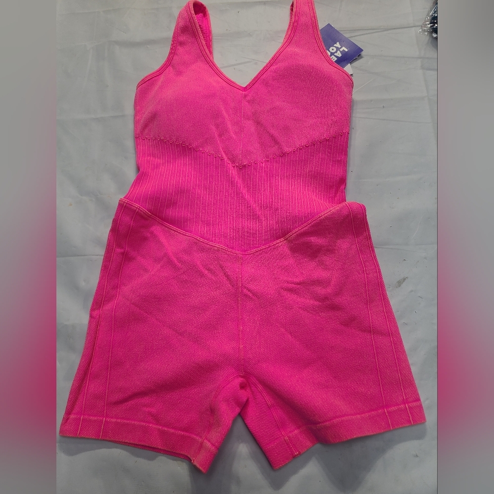 Women's Seamless Short Active Bodysuit- JoyLab Pink - Picture 2 of 5